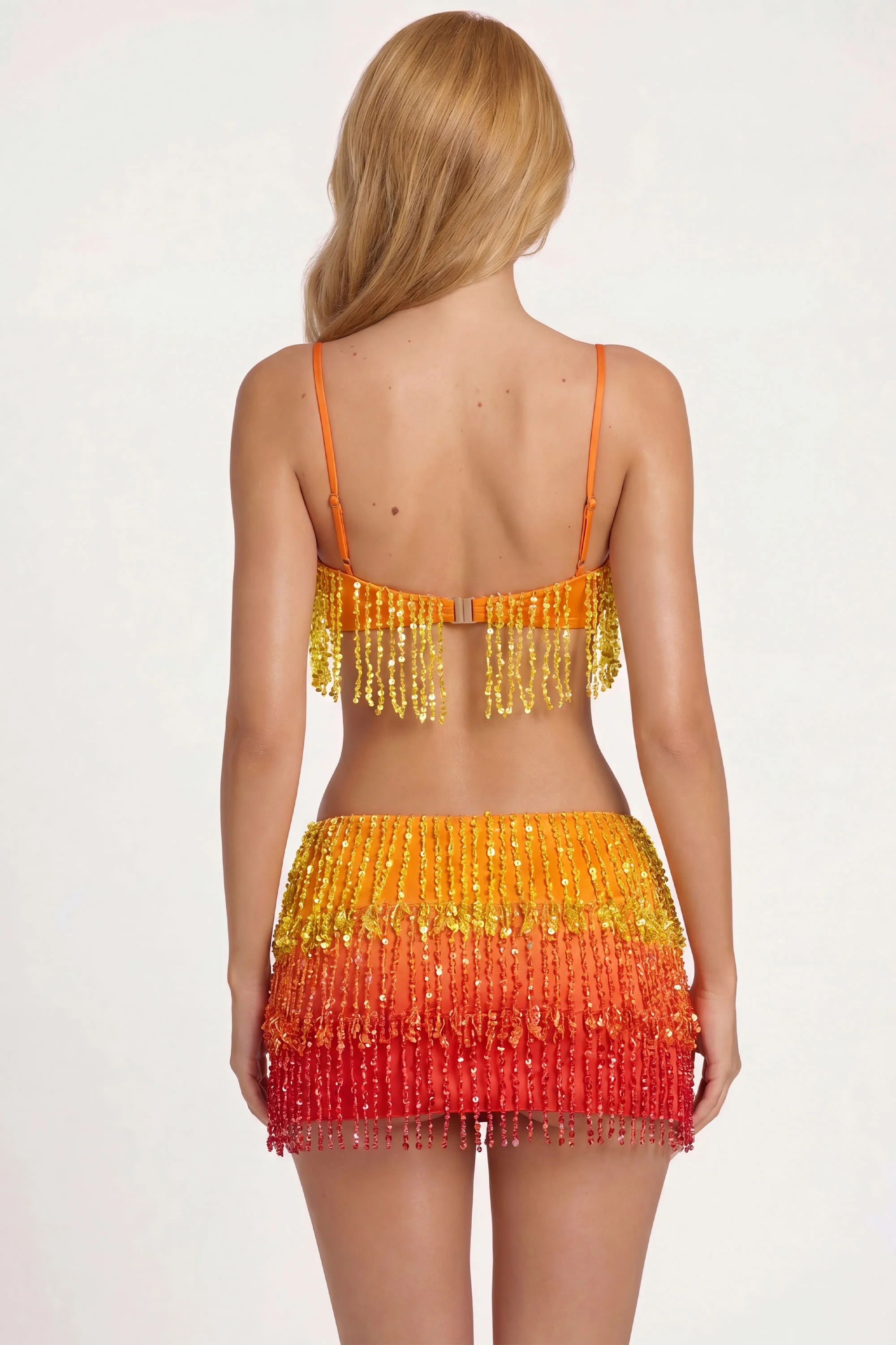 Fringed Bralette in Orange Ombre - Image 2