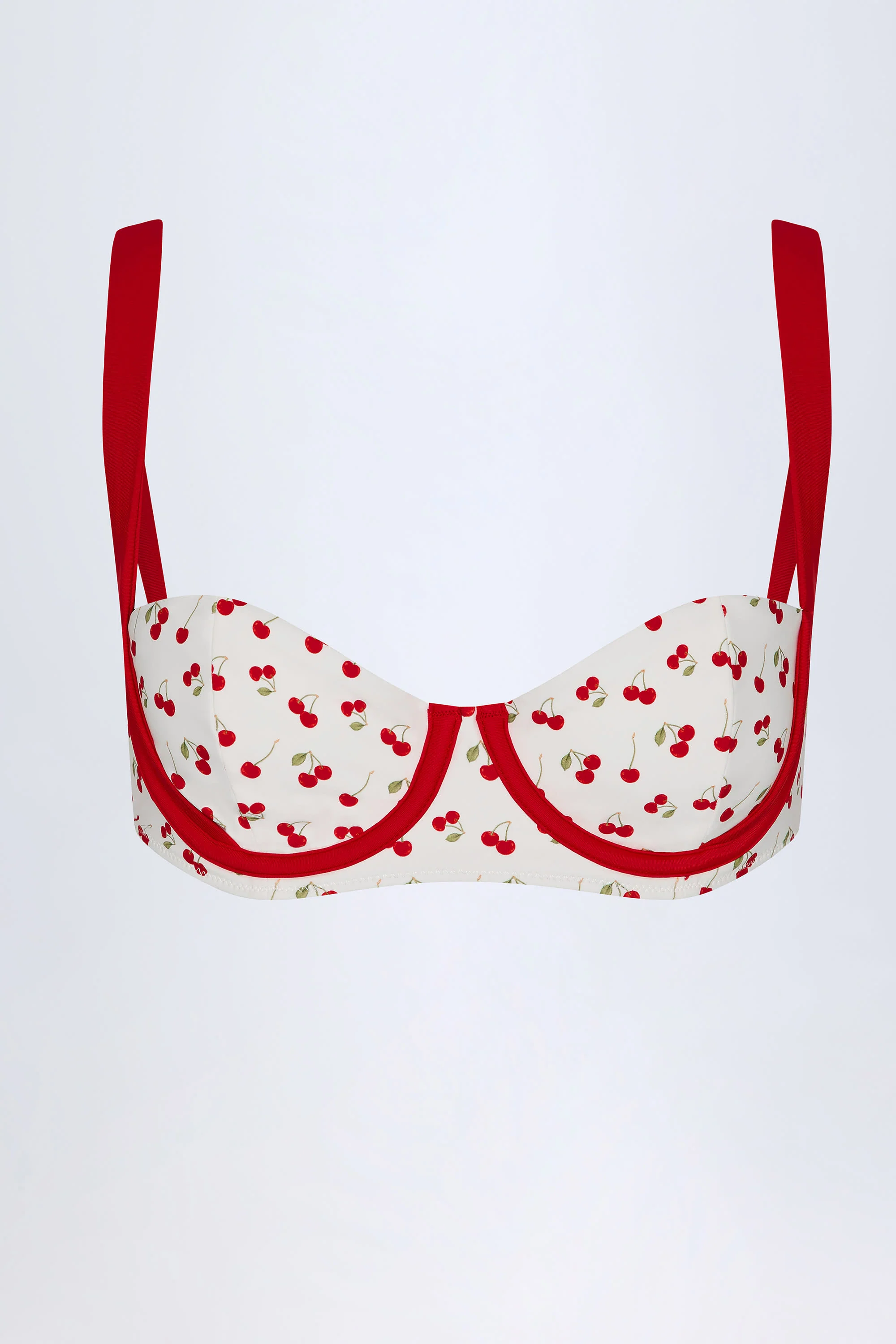 Contrast Underwired Balconette Bikini Top in Cherry Print - Image 4