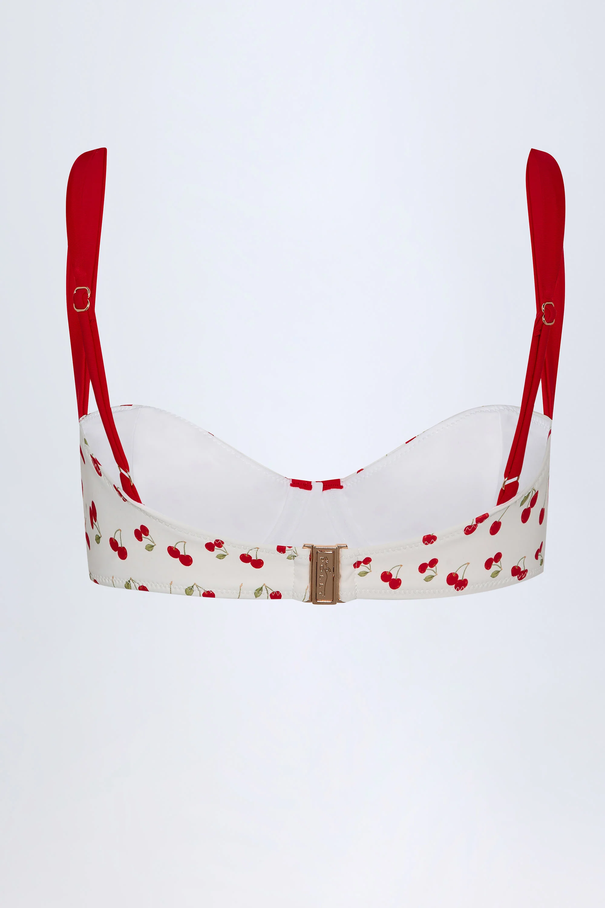 Contrast Underwired Balconette Bikini Top in Cherry Print - Image 5