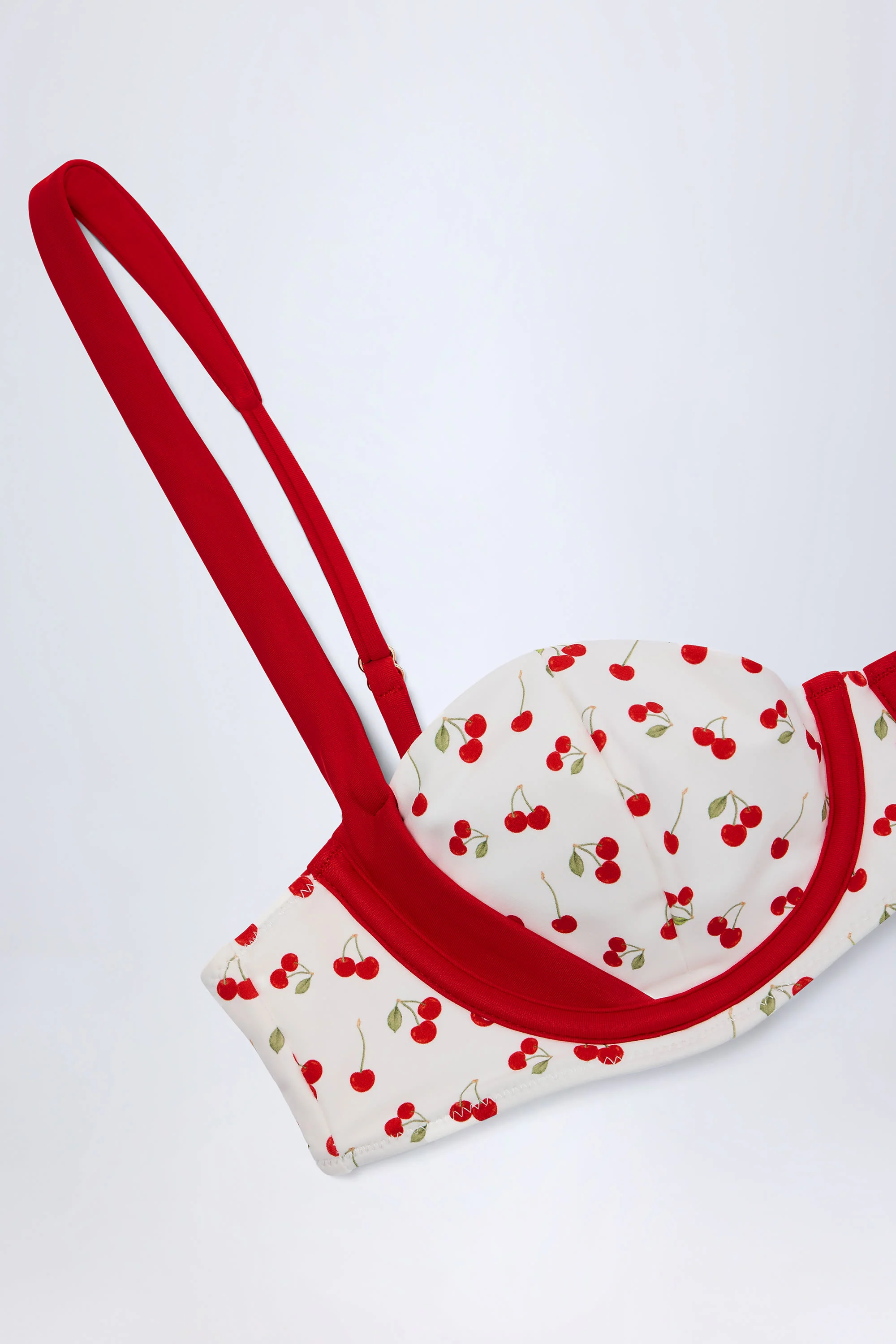 Contrast Underwired Balconette Bikini Top in Cherry Print - Image 6