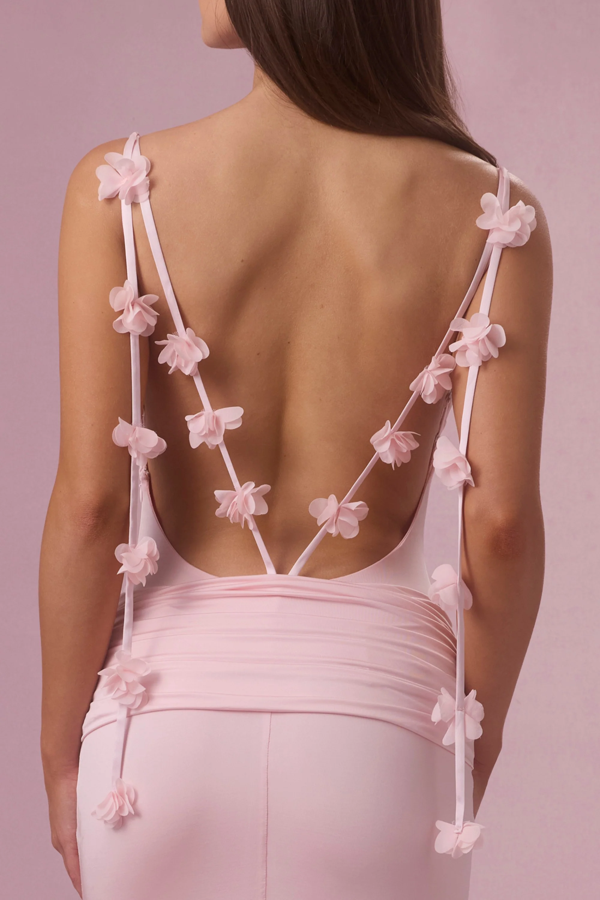 Jersey Draped Gown in Blush - Image 4