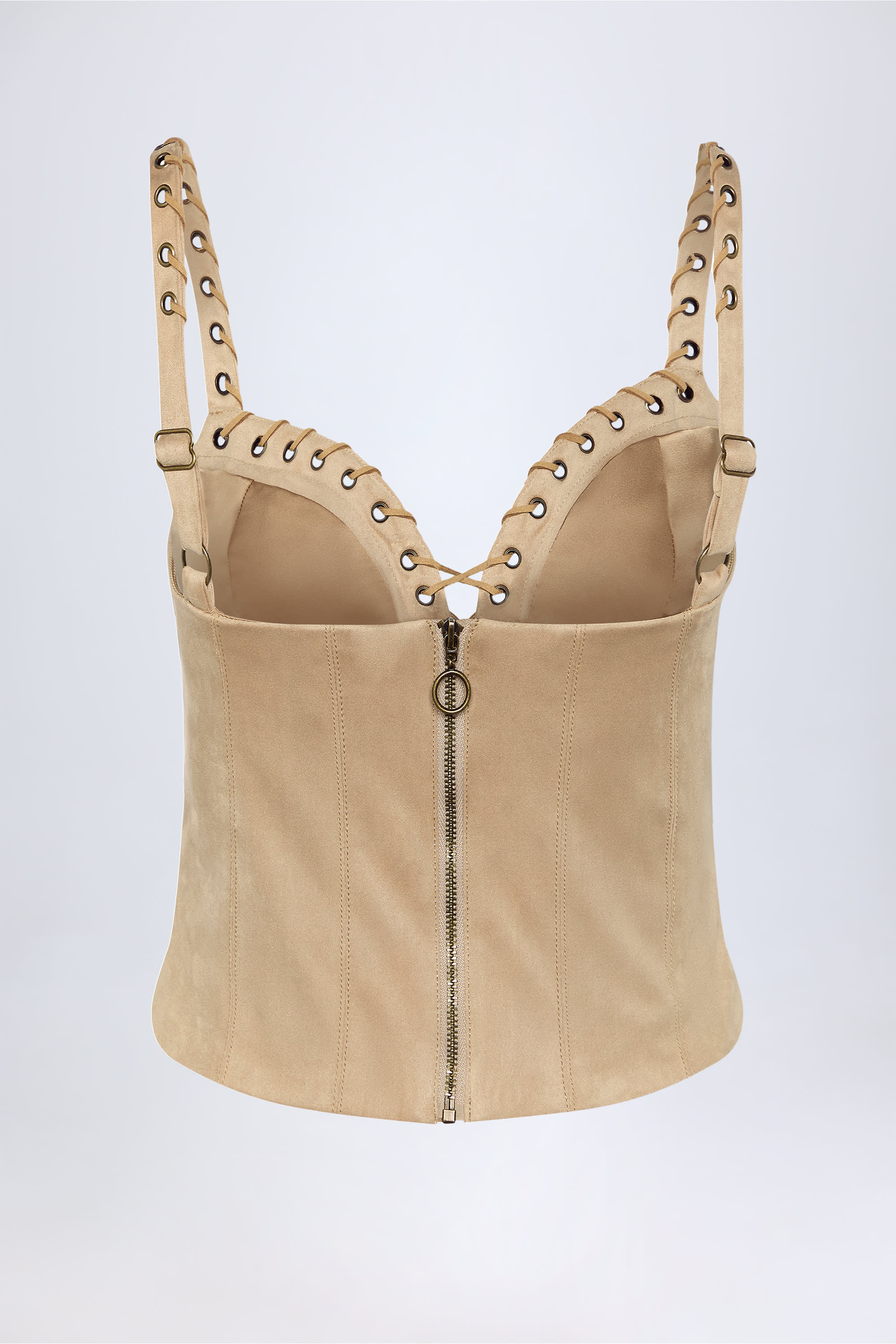 Lace-Up Top in Tan - Image 3