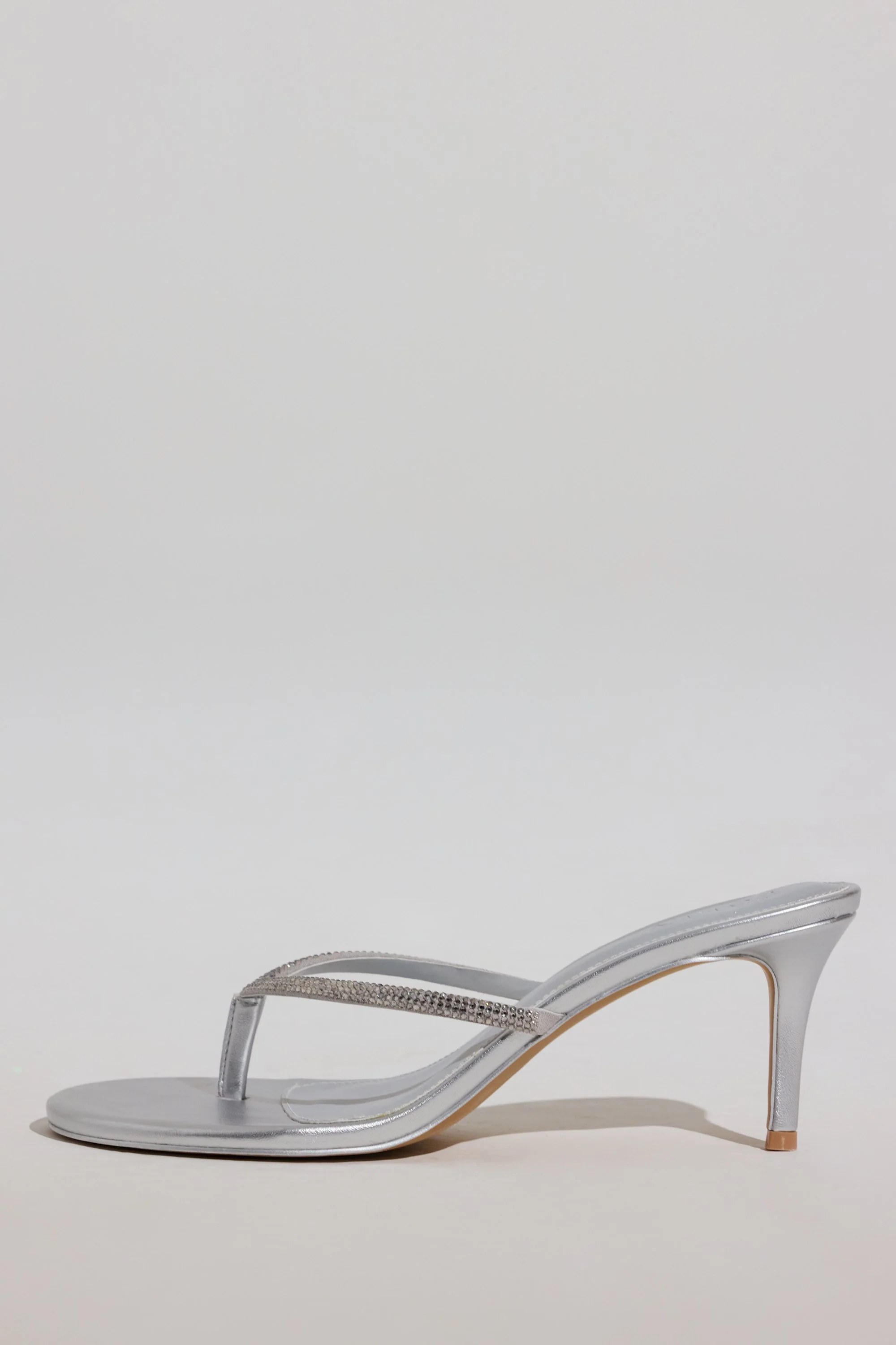 Heeled Sandal  in Silver - Image 3