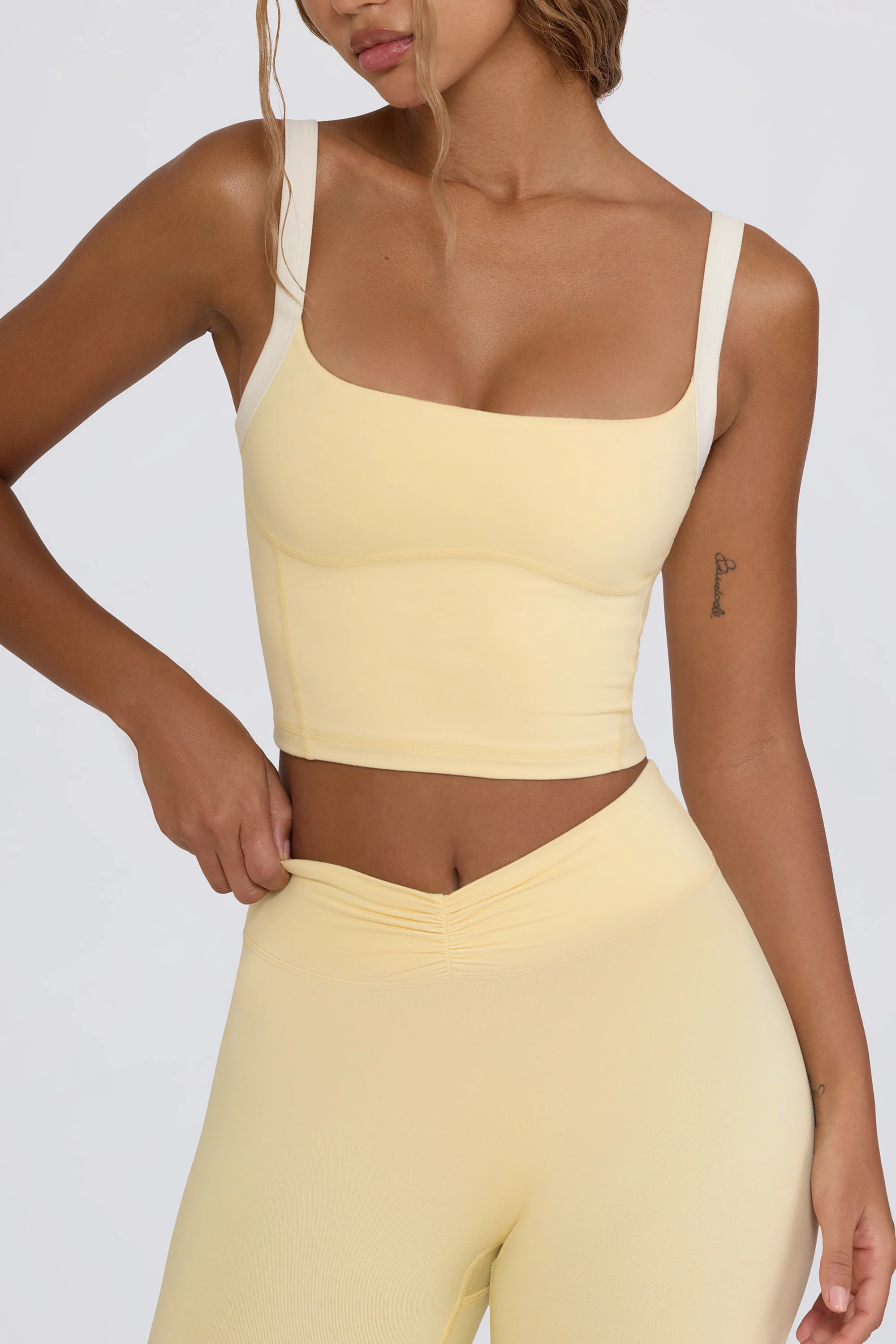 Cropped Tank Top in Lemon Marl - Image 6