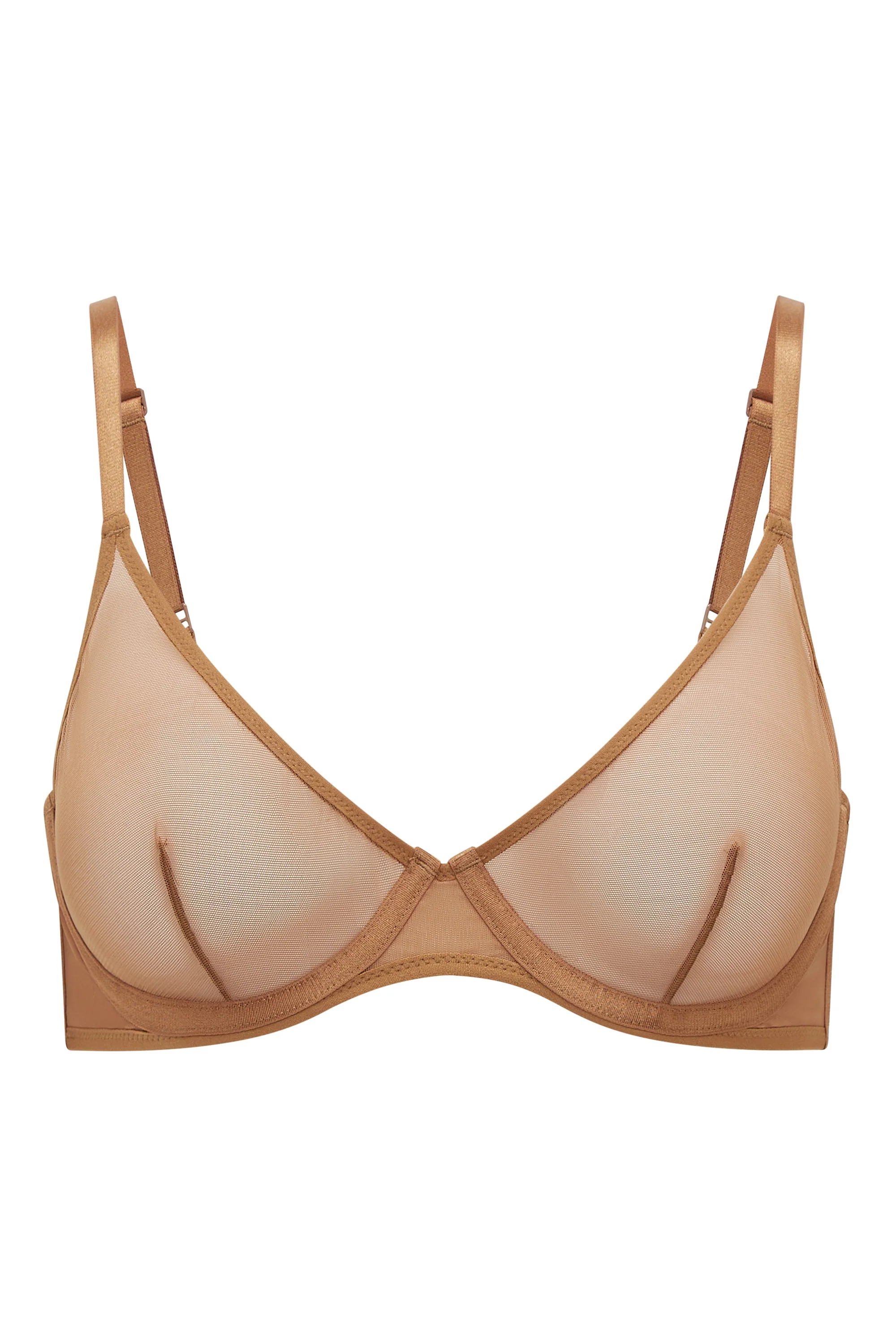 Soft Mesh Single Layer Underwired Bra in Almond - Image 2