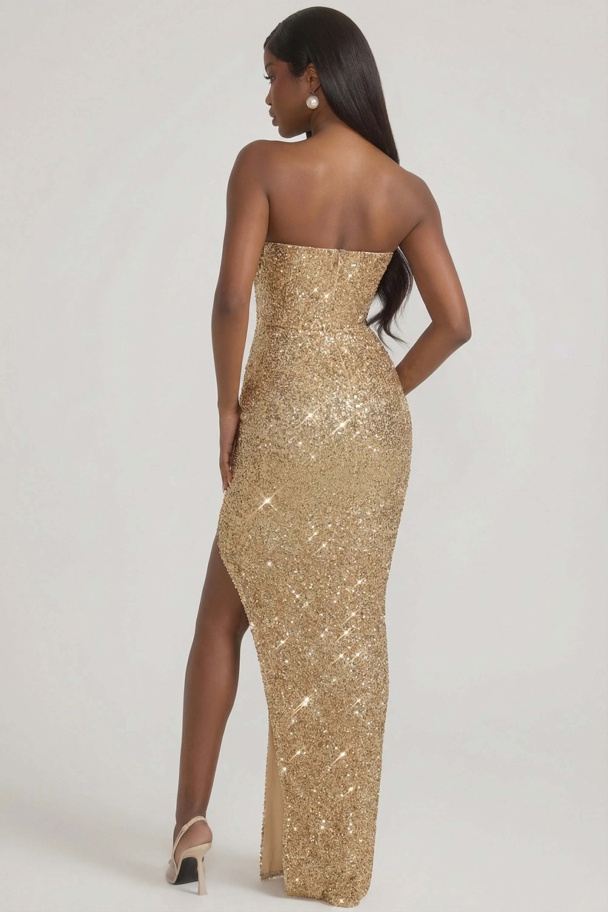 Embellished Corset Gown in Gold - Image 2