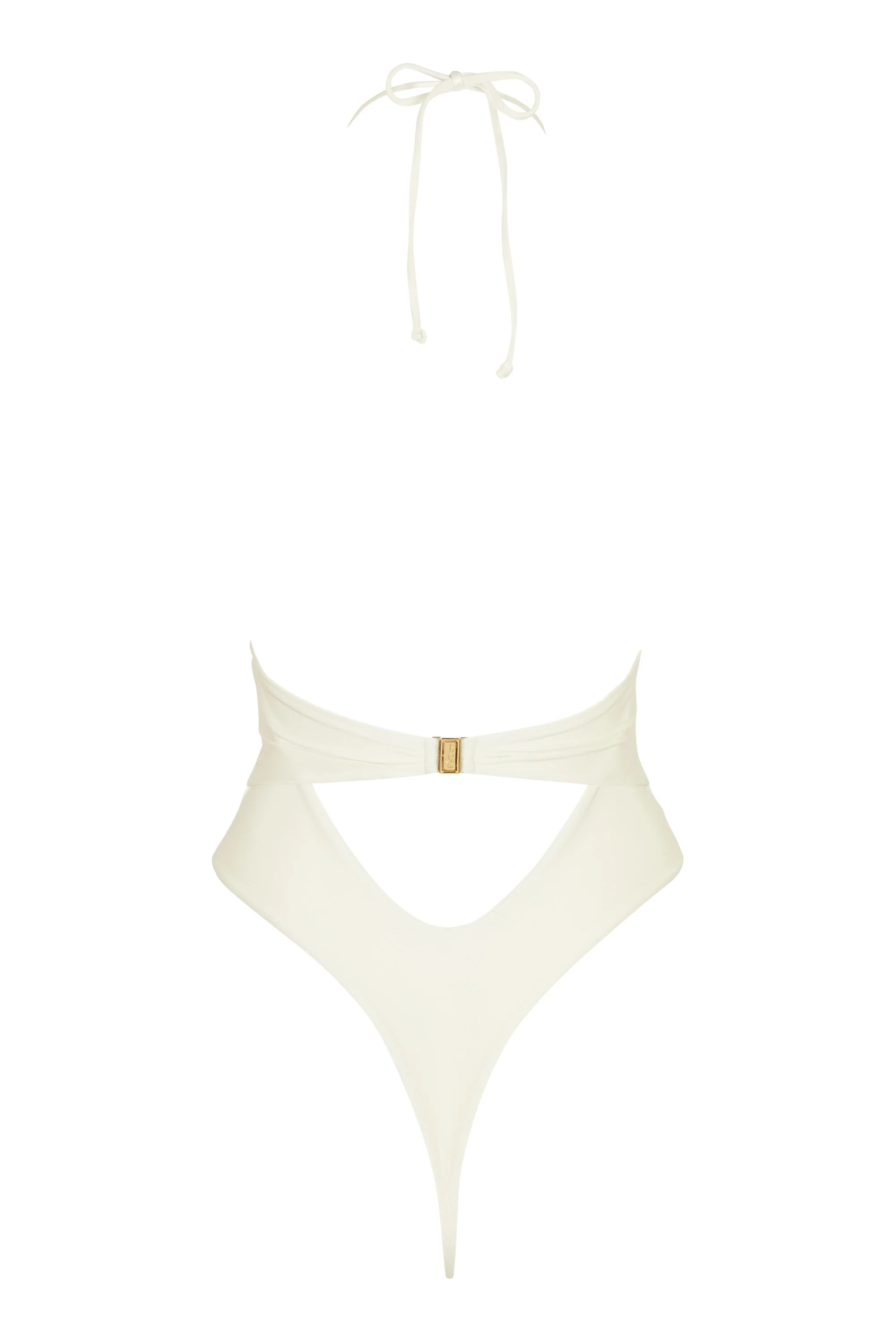 Halterneck Thong Swimsuit in Pearl - Image 5