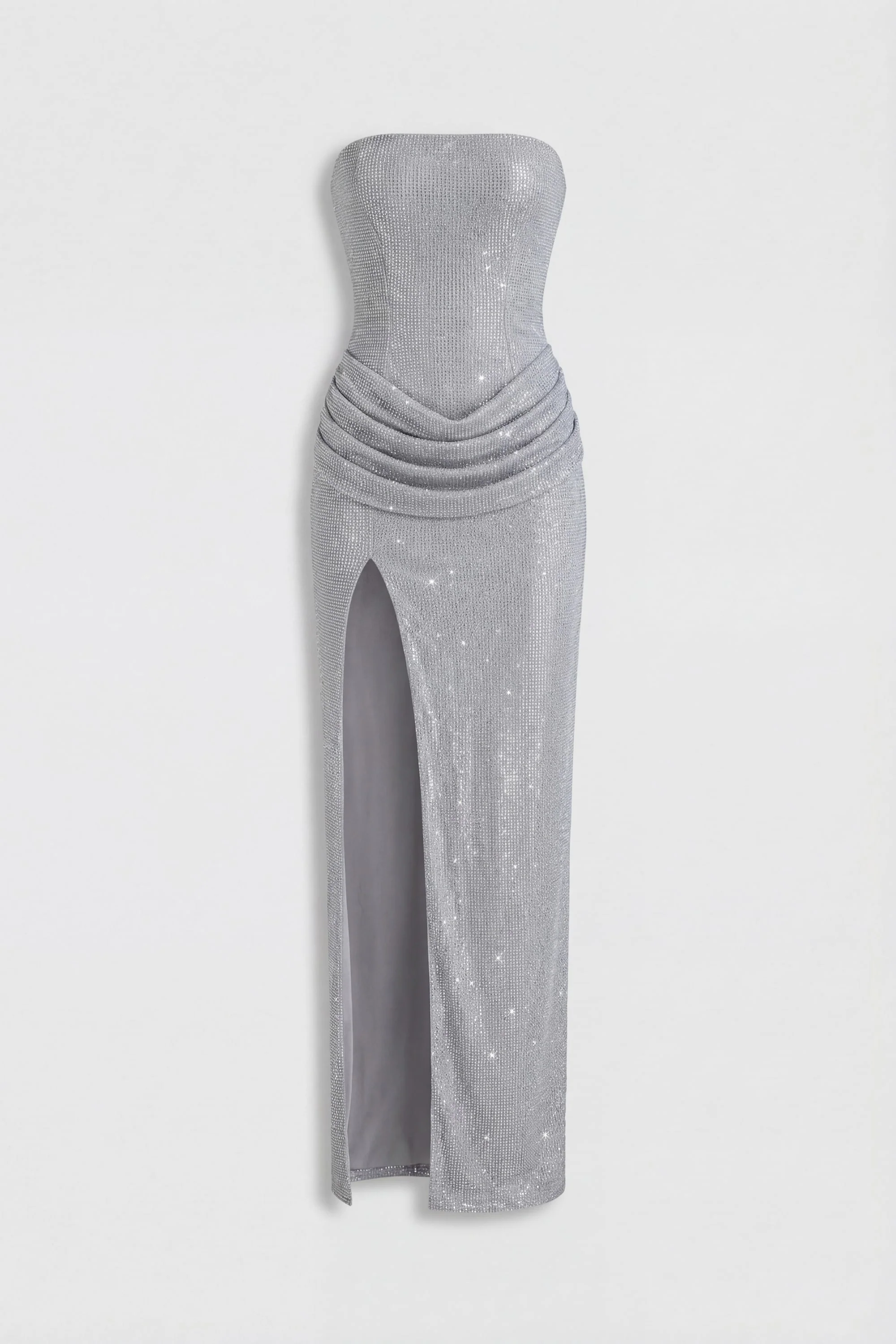 Embellished Bandeau Cowl-Waist Maxi Dress in Frost - Image 4