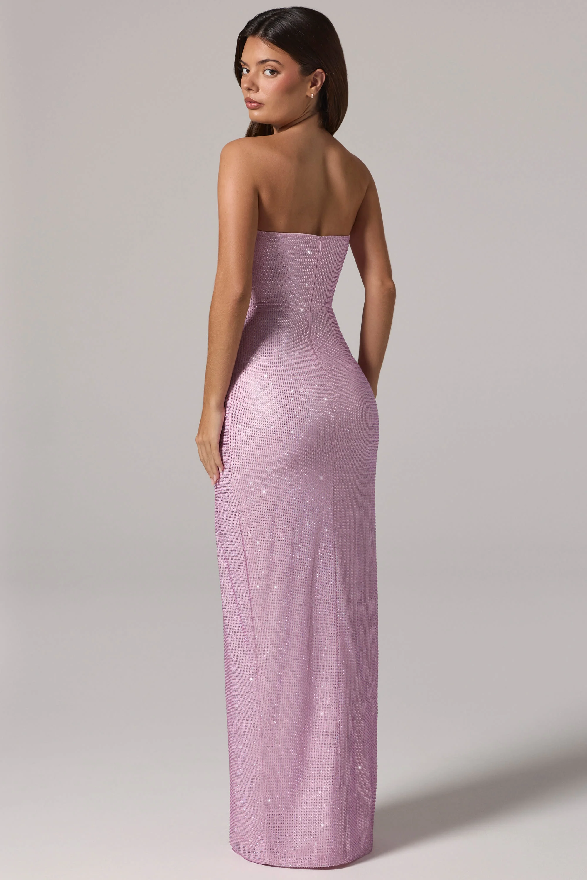 Embellished Bandeau Cowl-Waist Maxi Dress in Lavender - Image 2