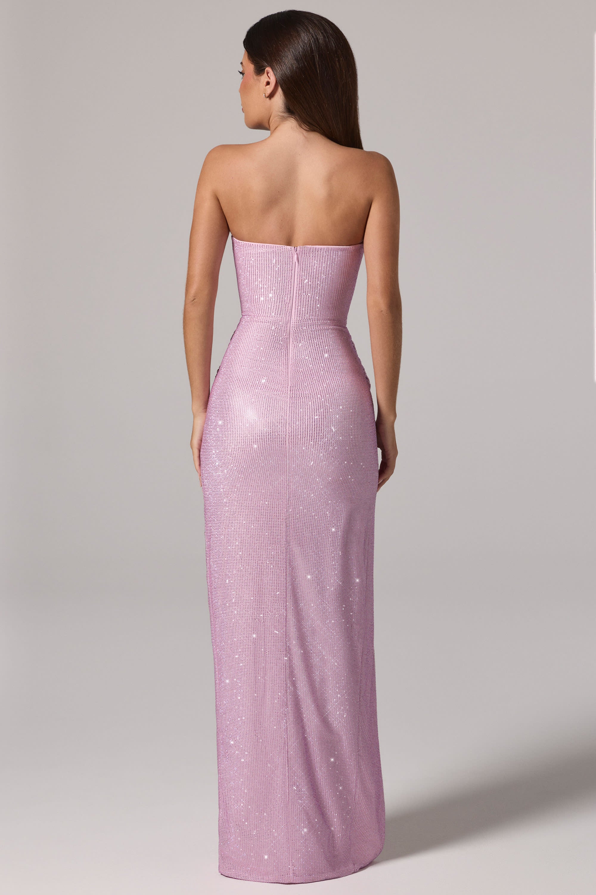 Embellished Bandeau Cowl-Waist Maxi Dress in Lavender - Image 6
