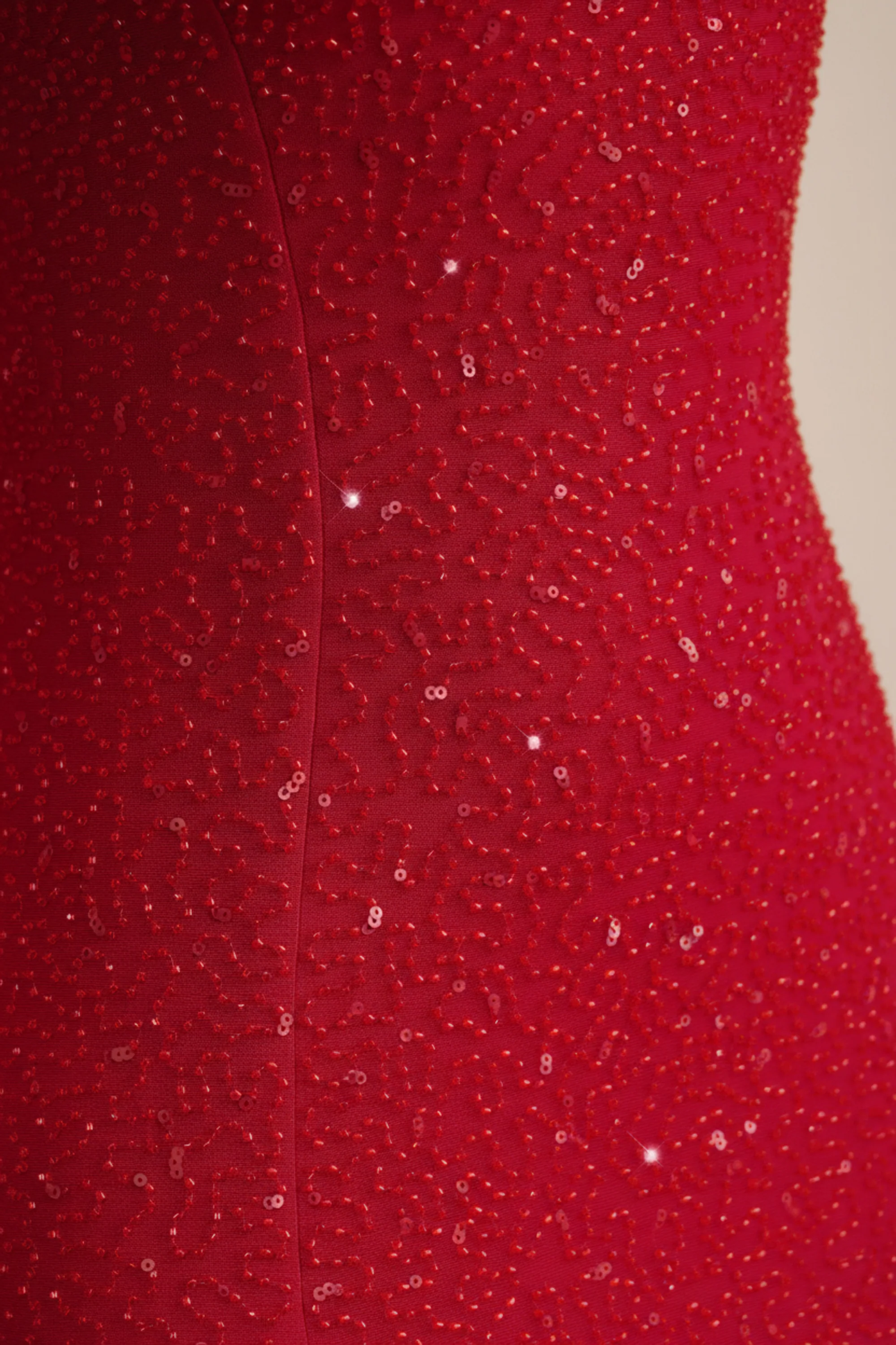 Embellished Strapless Cowl-Neck Maxi Dress in Rouge - Image 4
