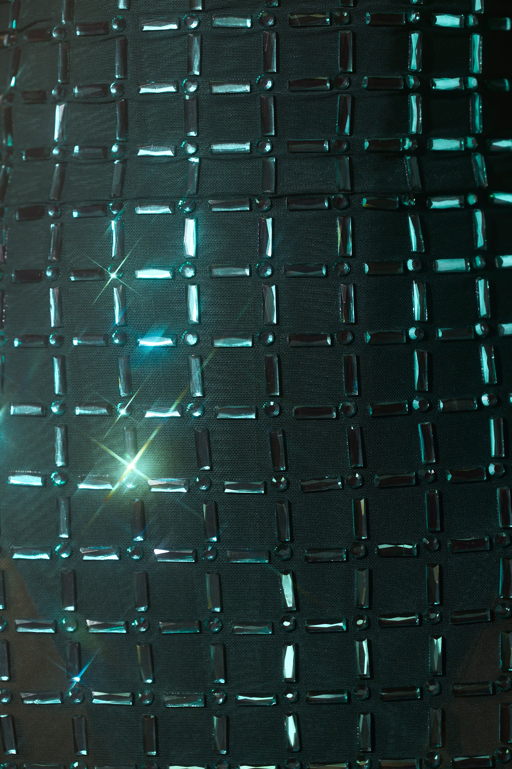 Embellished A-Line Semi-Sheer Mini Dress in Emerald Green - Image 4