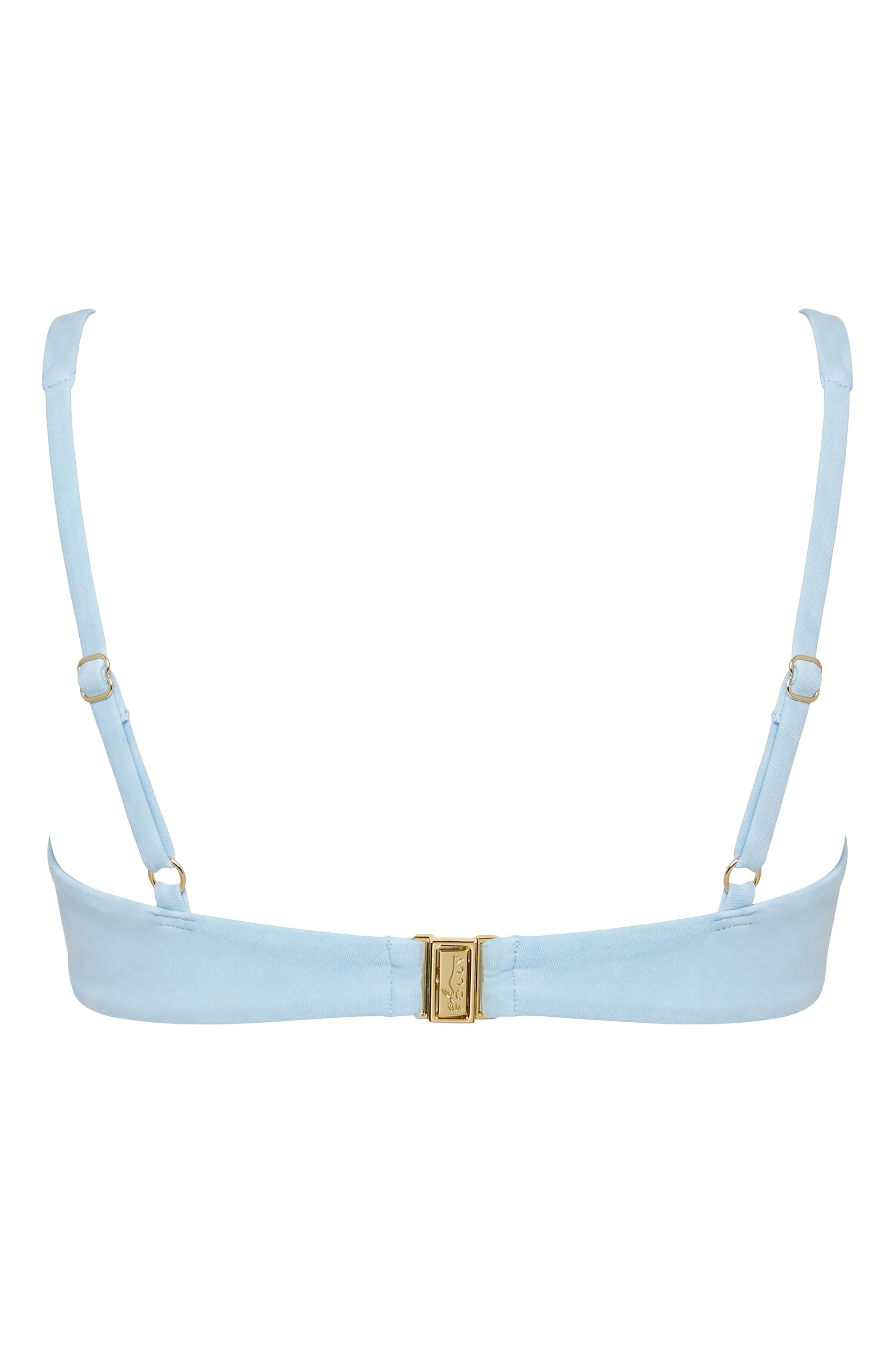 Underwired Bikini Top in Blue Gingham Print - Image 4