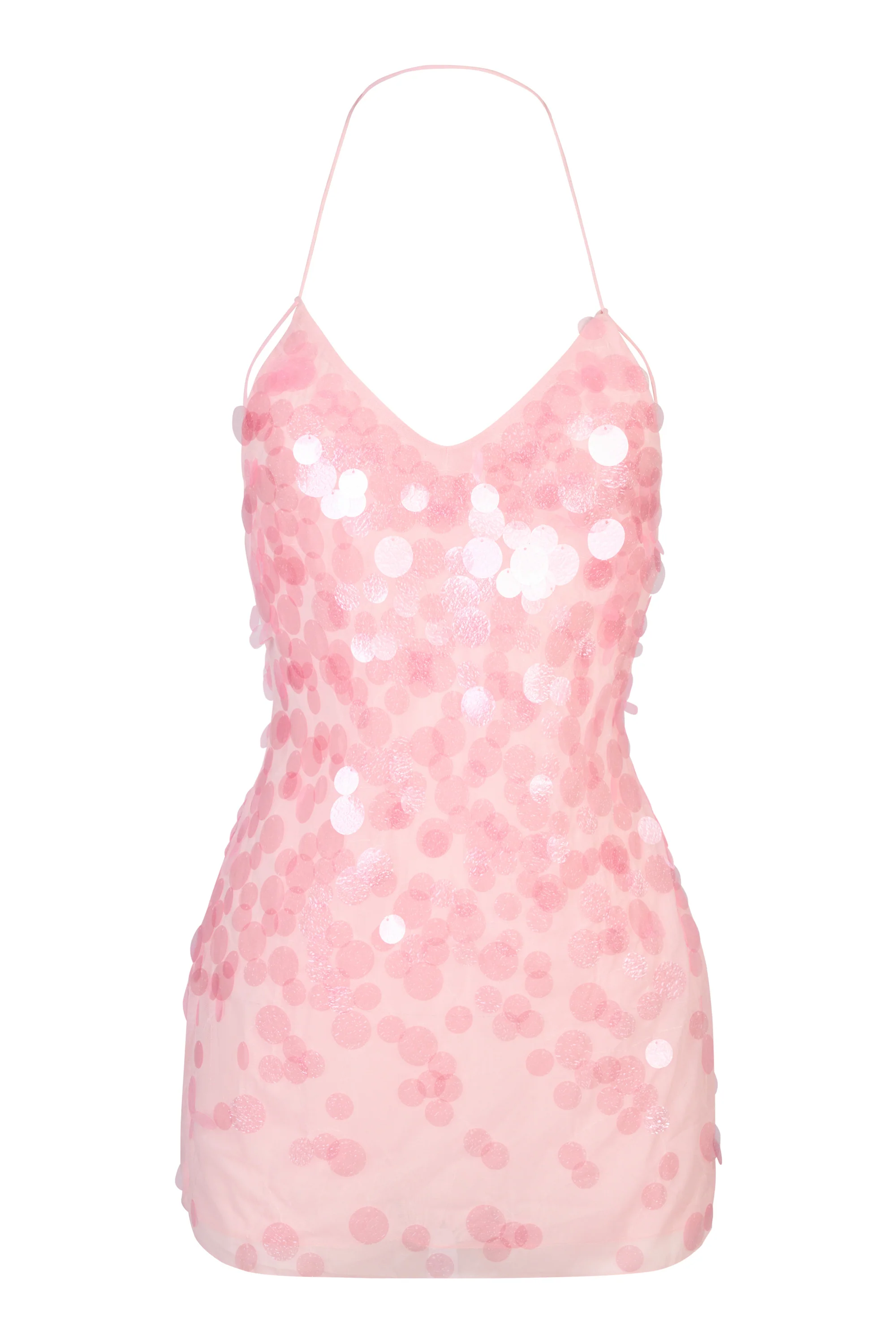 Embellished Mini Dress in Baby Pink - Image 5
