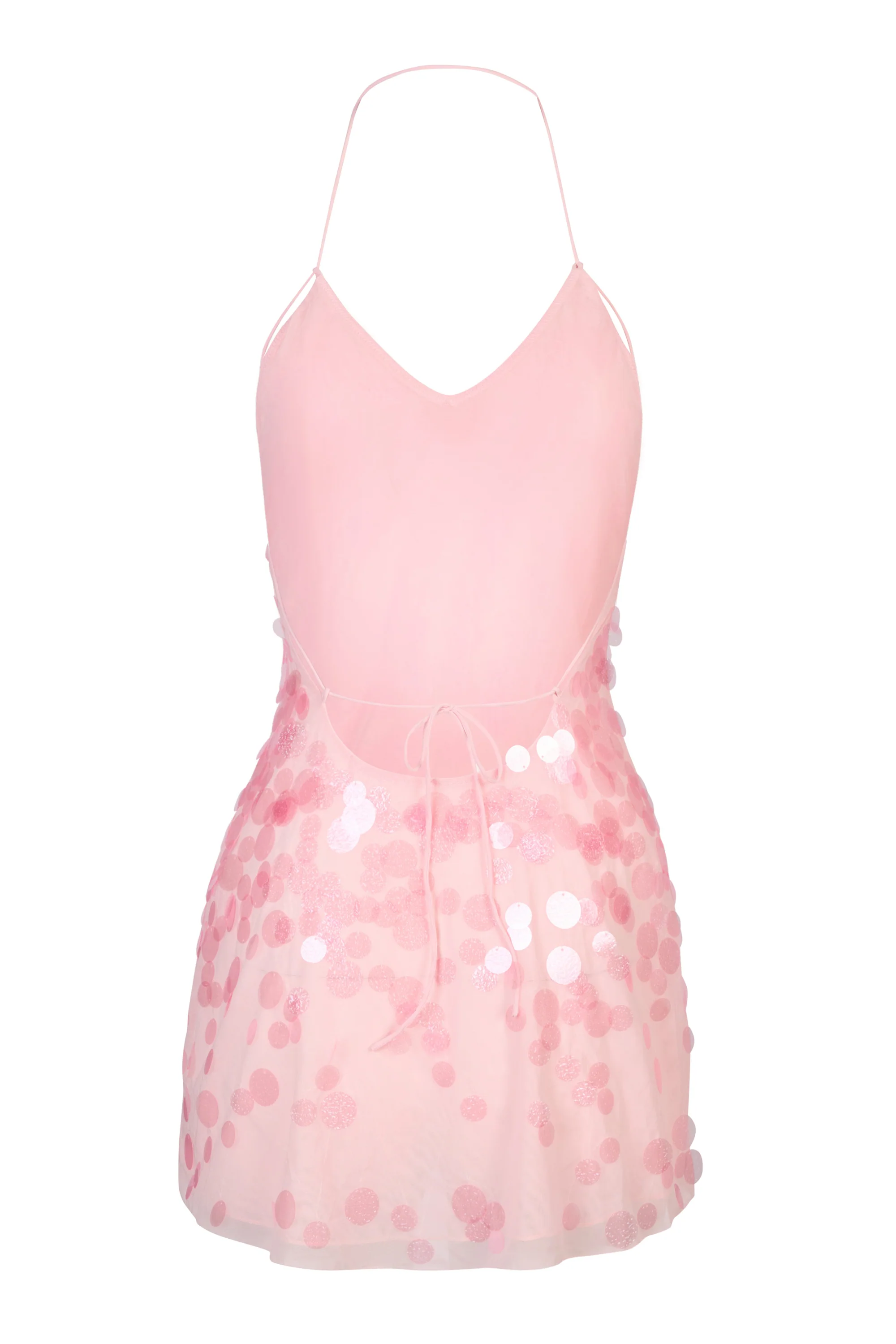 Embellished Mini Dress in Baby Pink - Image 6