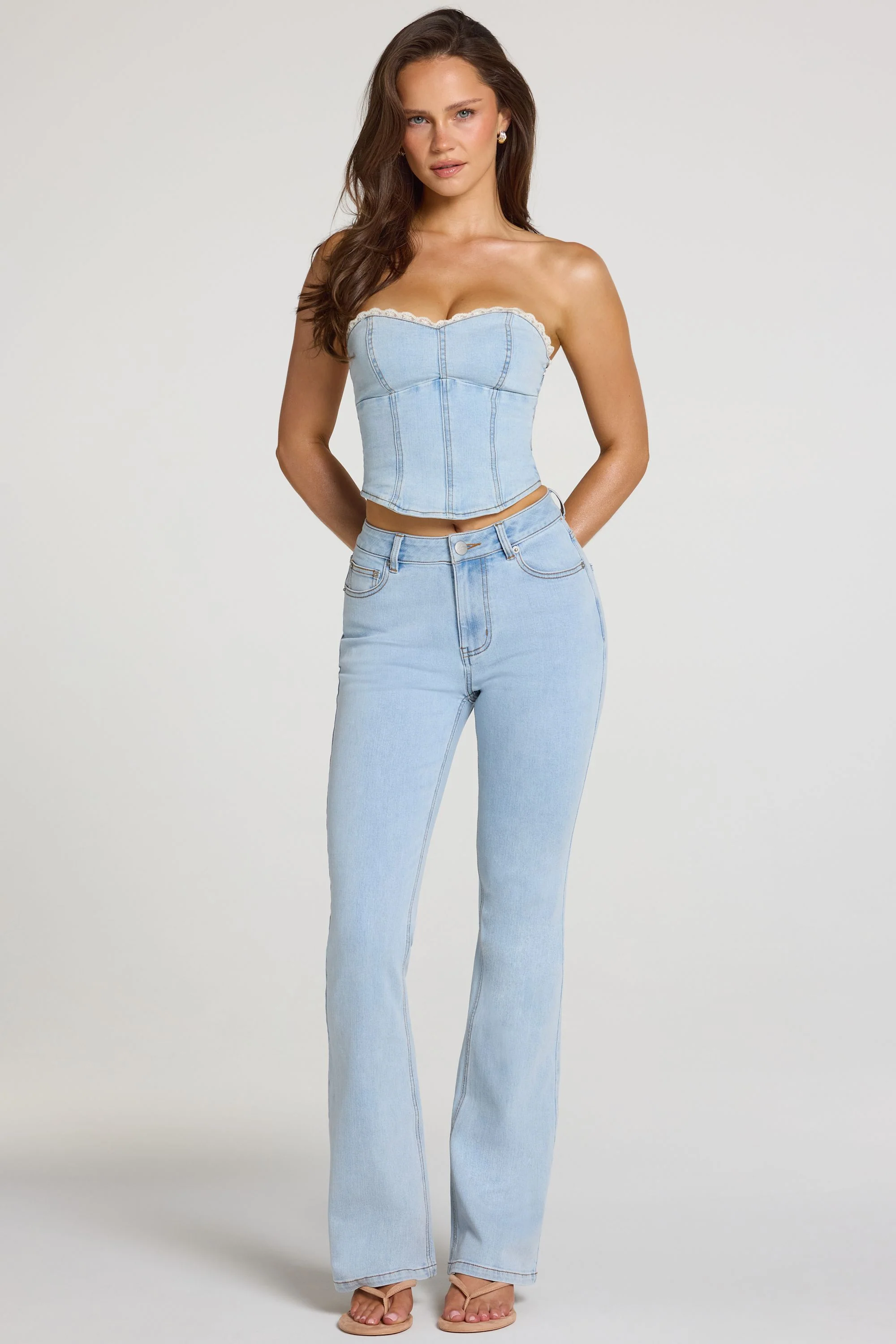 Mid-Rise Bootcut Jeans in Light Denim
