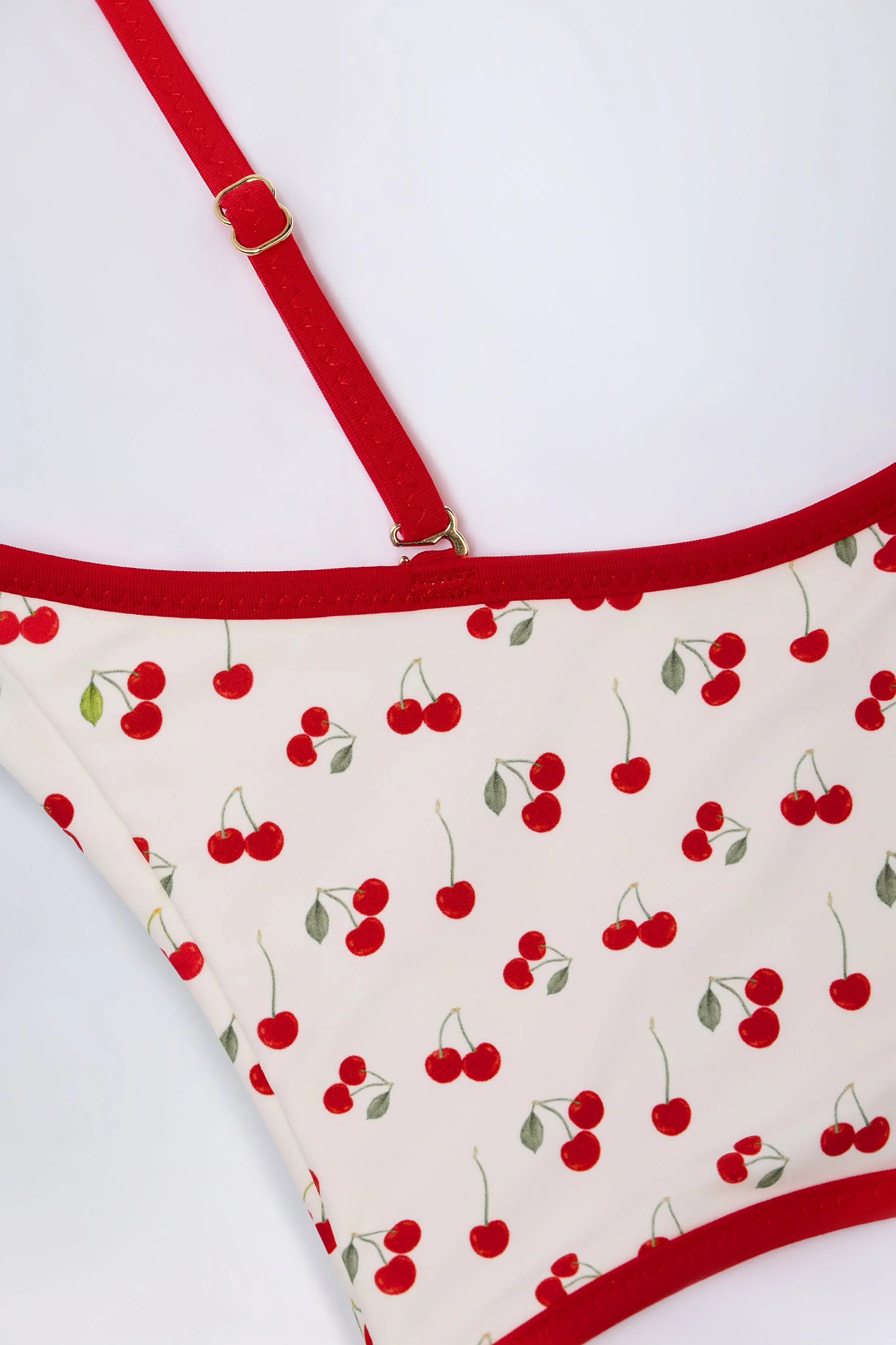 Charm-Detail Cross-Back Swimsuit in Cherry Print - Image 8