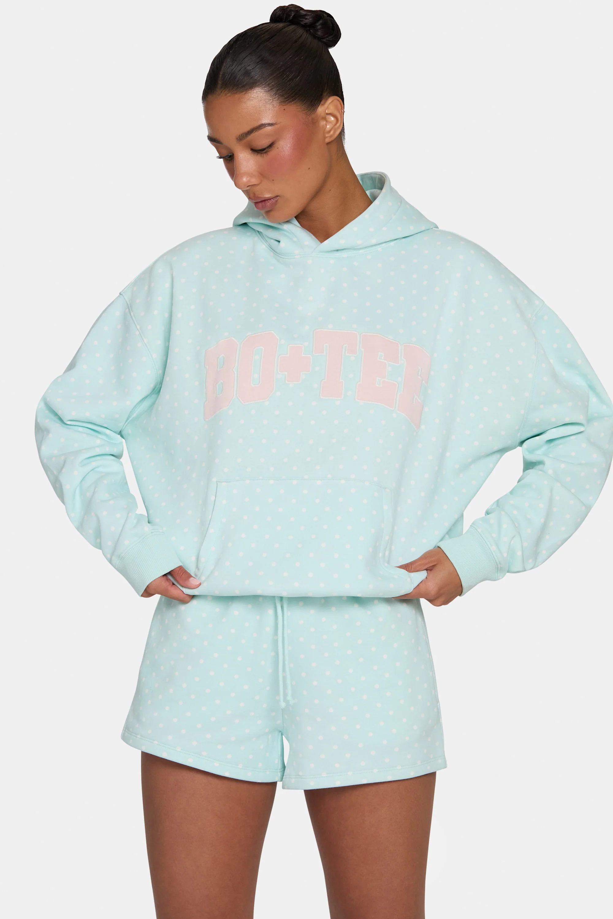 Oversized Applique Hoodie in Peppermint Polka Dot - Image 5