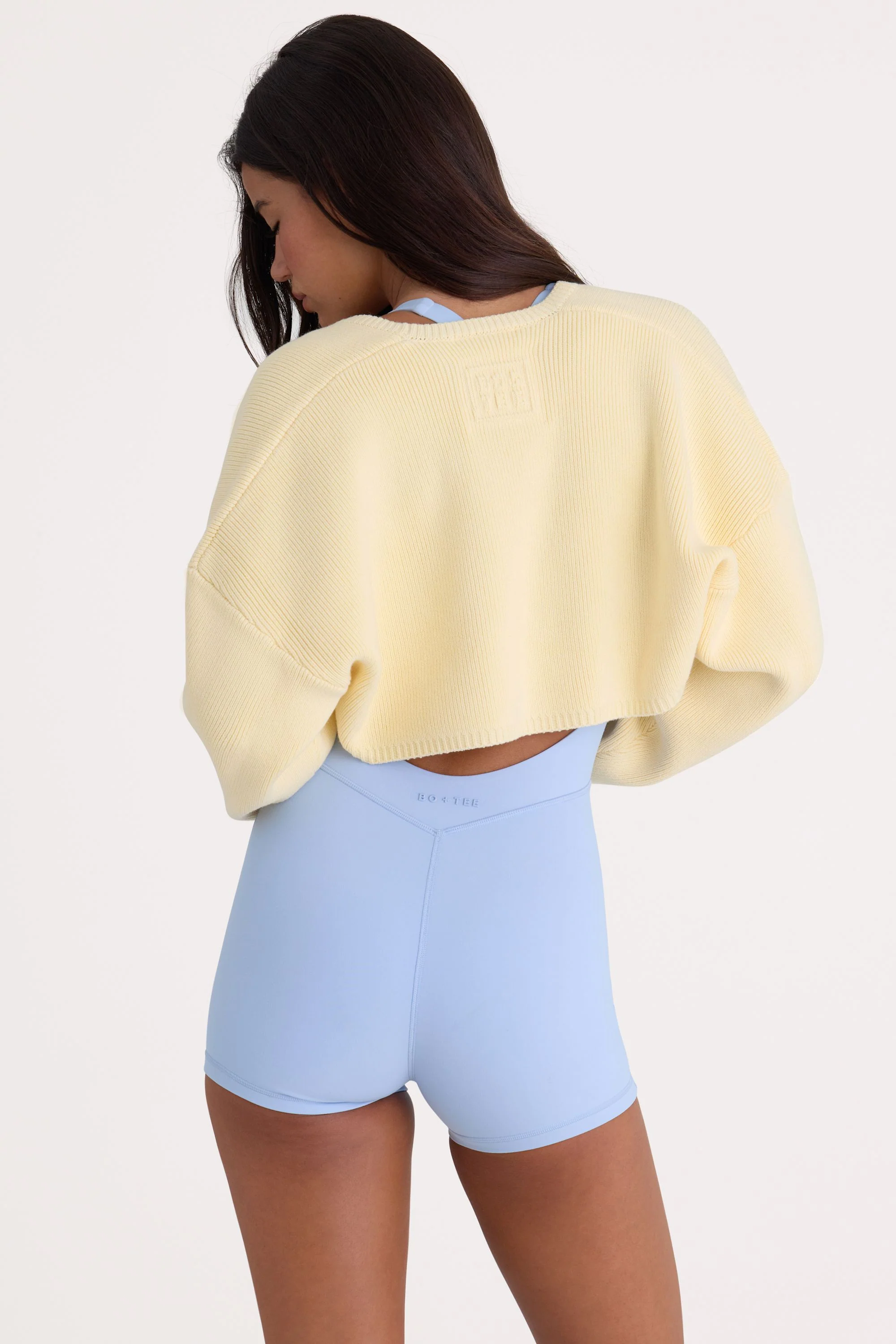 Ribbed-Knit Cropped Shrug in Lemon - Image 4