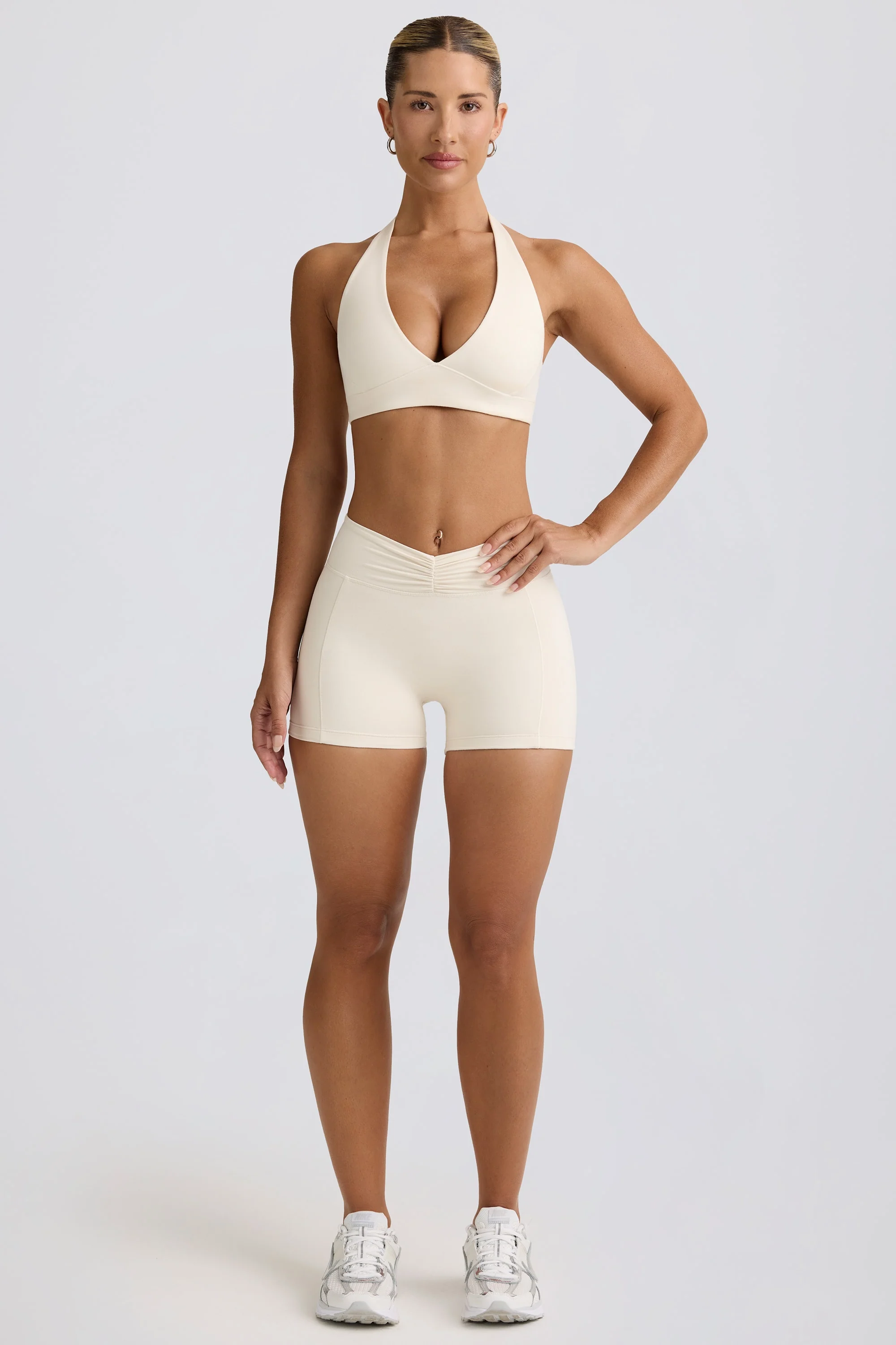Ruched Mini Shorts in Vanilla - Image 5