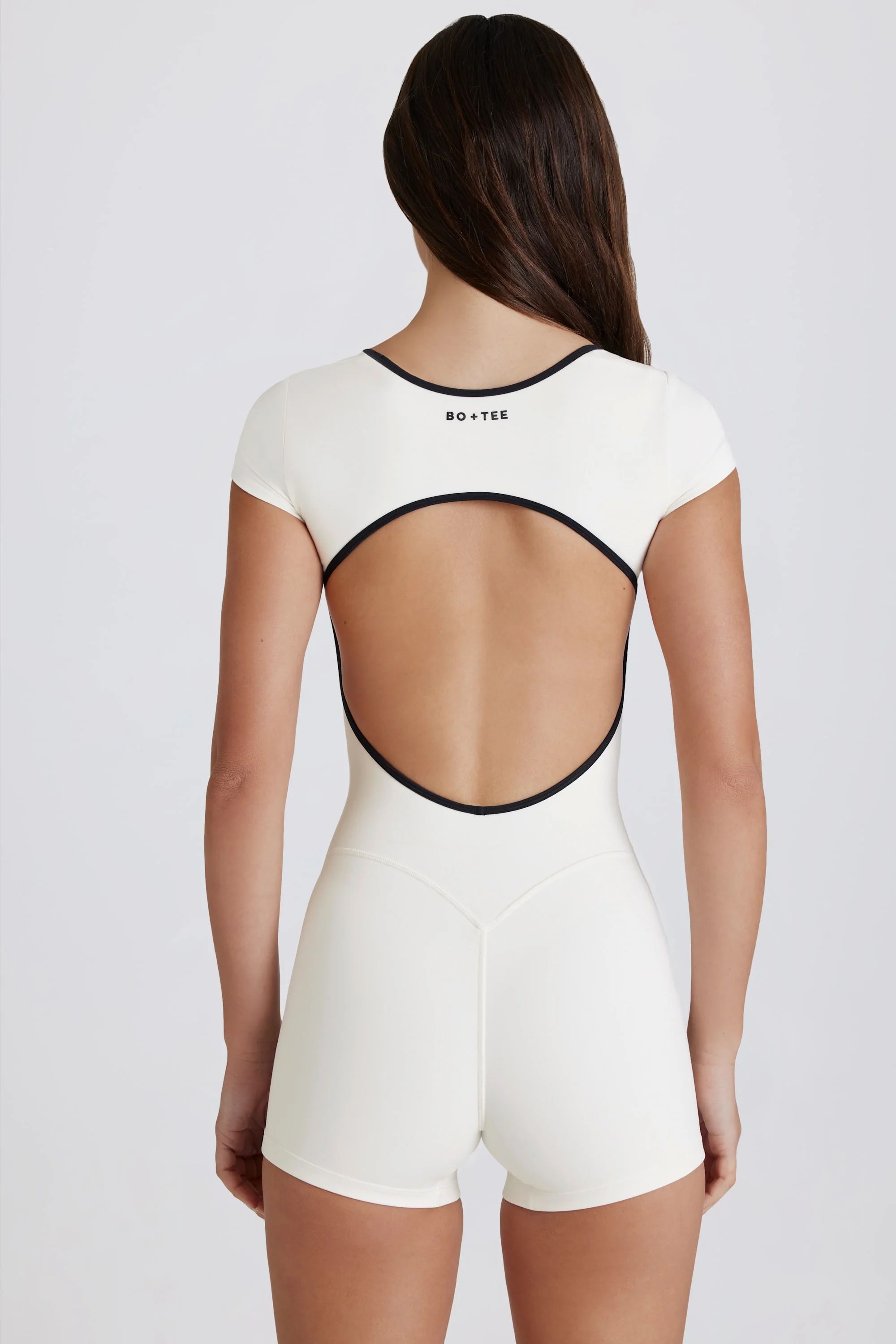 Soft Active Open-Back Unitard in Coconut - Image 2