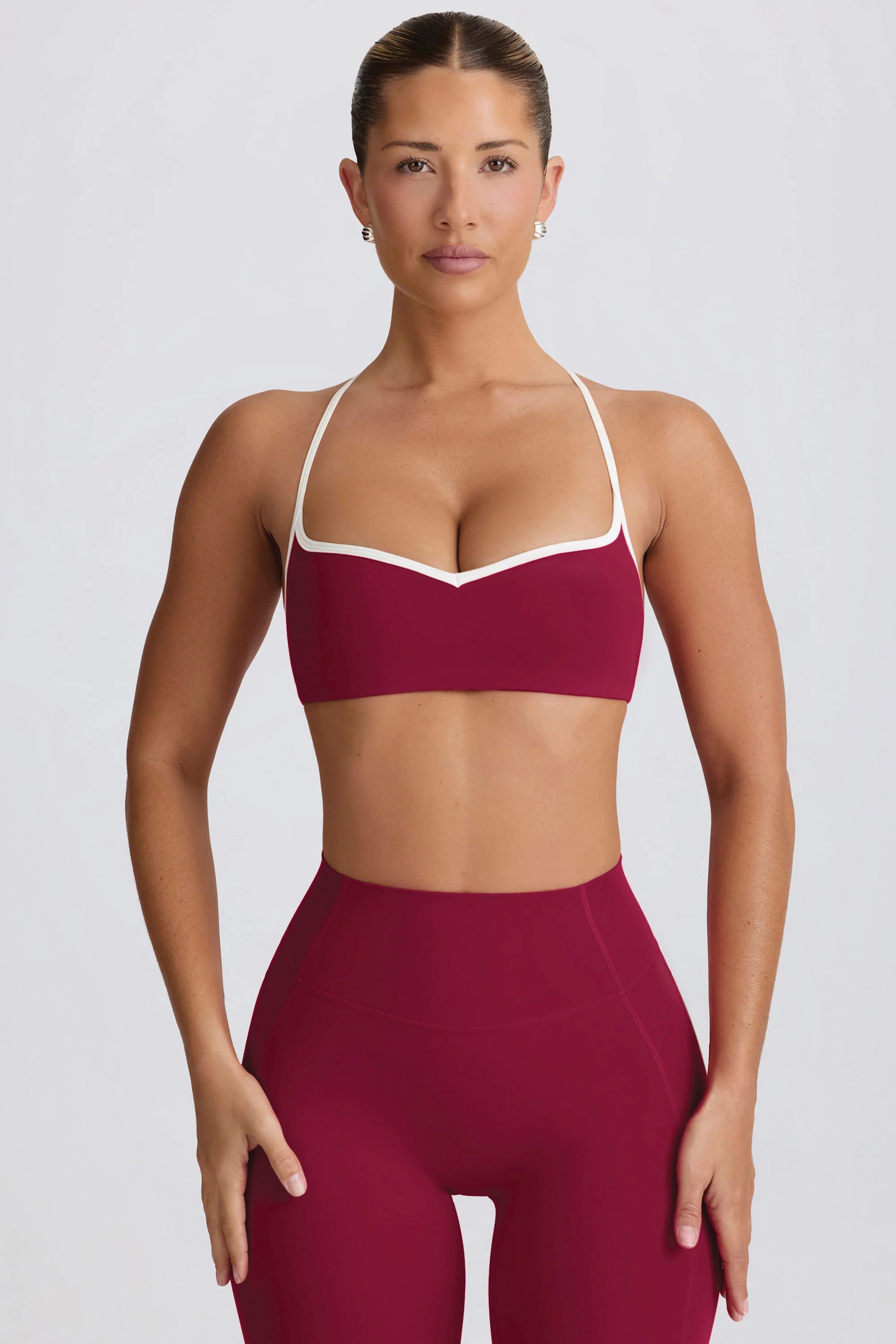 Soft Active Sweetheart-Neck Sports Bra in Cherry