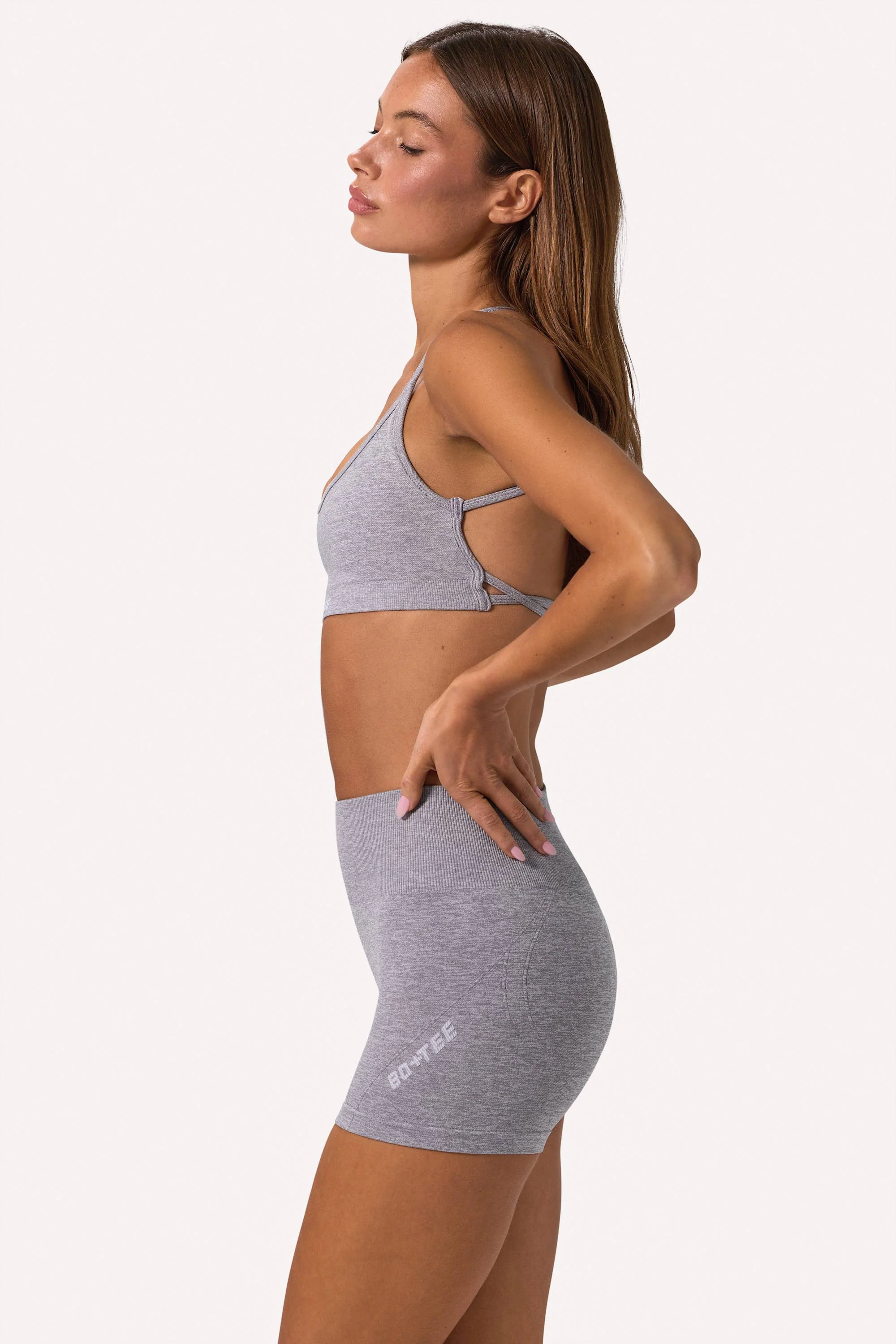 Super Sculpt Seamless Backless Sports Bra in Grey Marl - Image 3