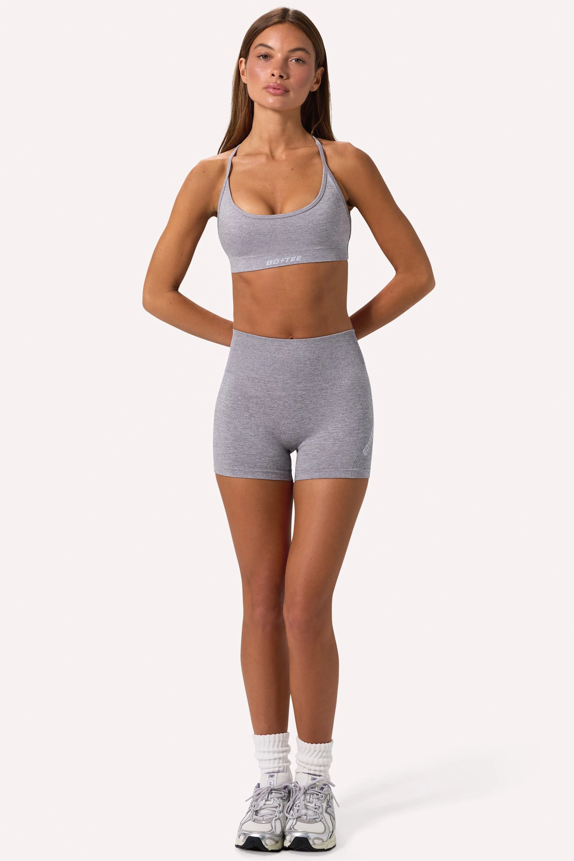 Super Sculpt Seamless Backless Sports Bra in Grey Marl - Image 4