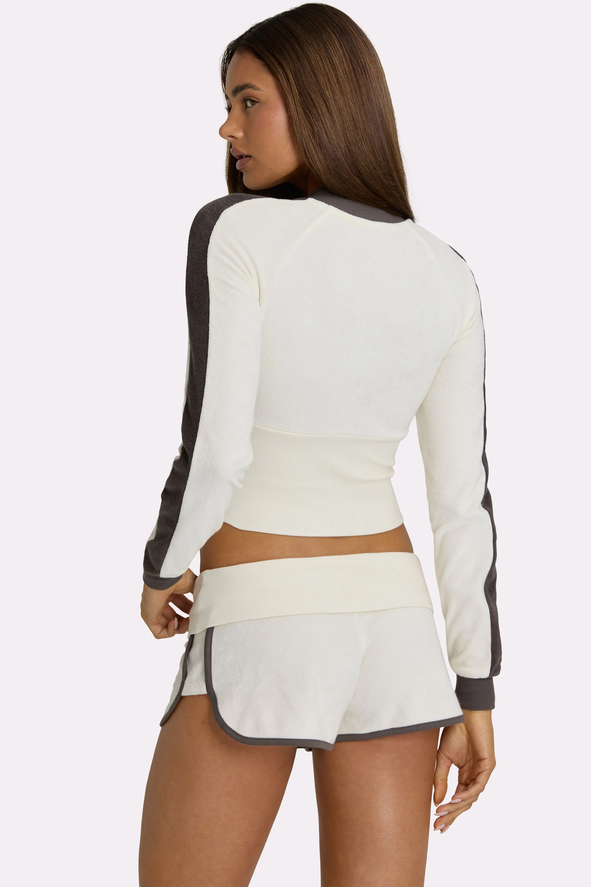 Terry Foldover Waist Shorts in Coconut - Image 3