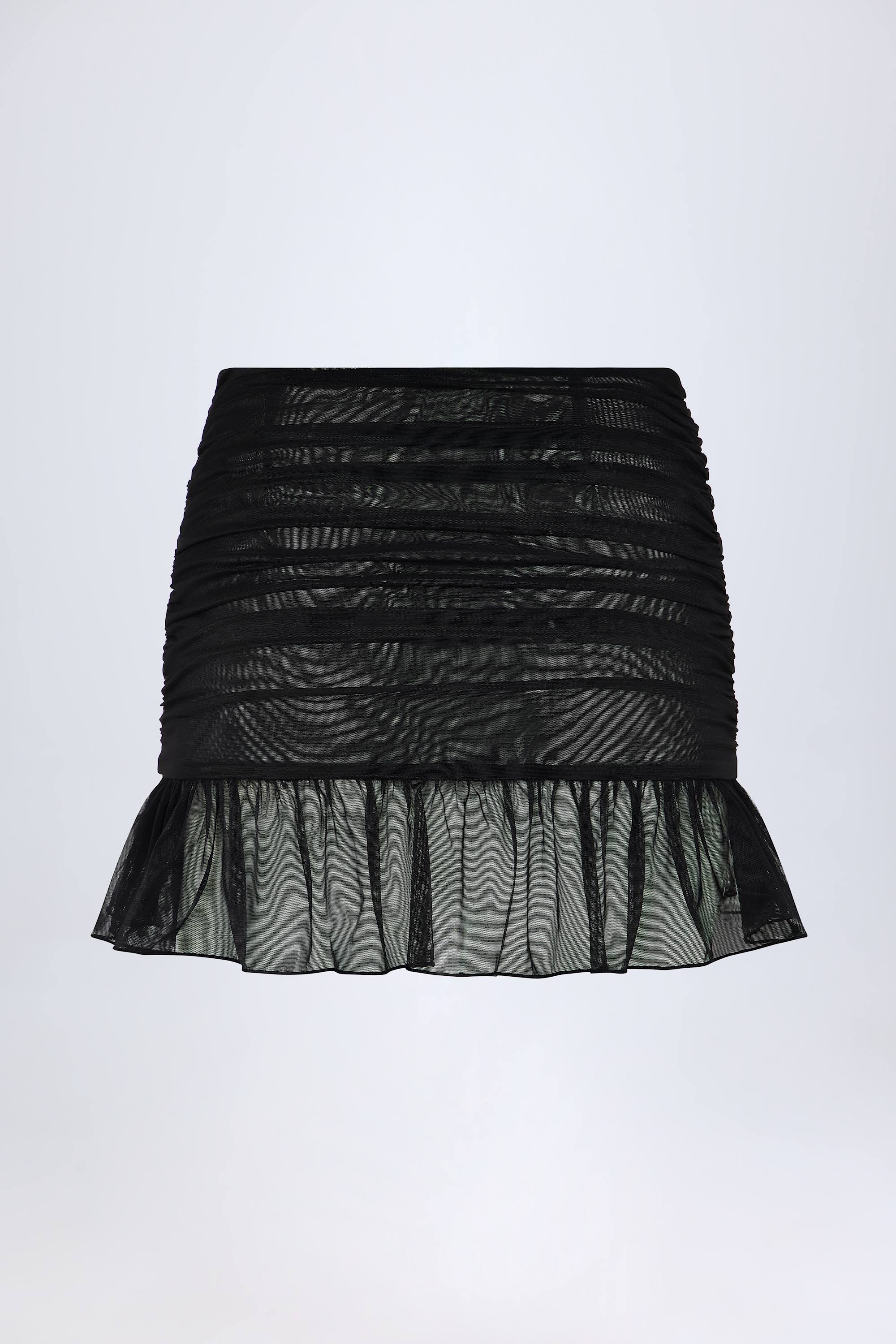 Hardware-Detail Ruffled Mid-Rise Mini Skirt in Black - Image 10