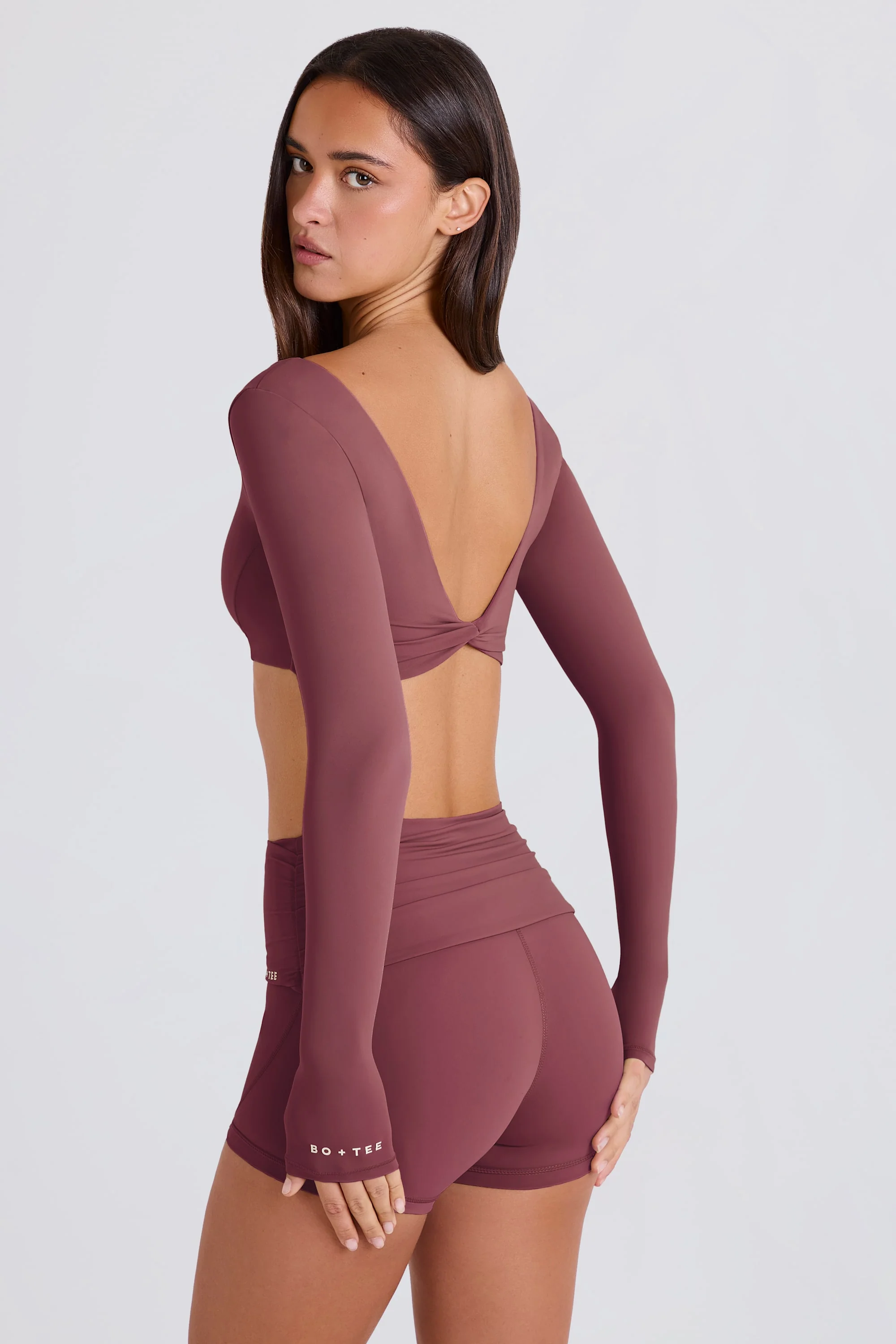 Long-Sleeve Crop Top in Acai - Image 2