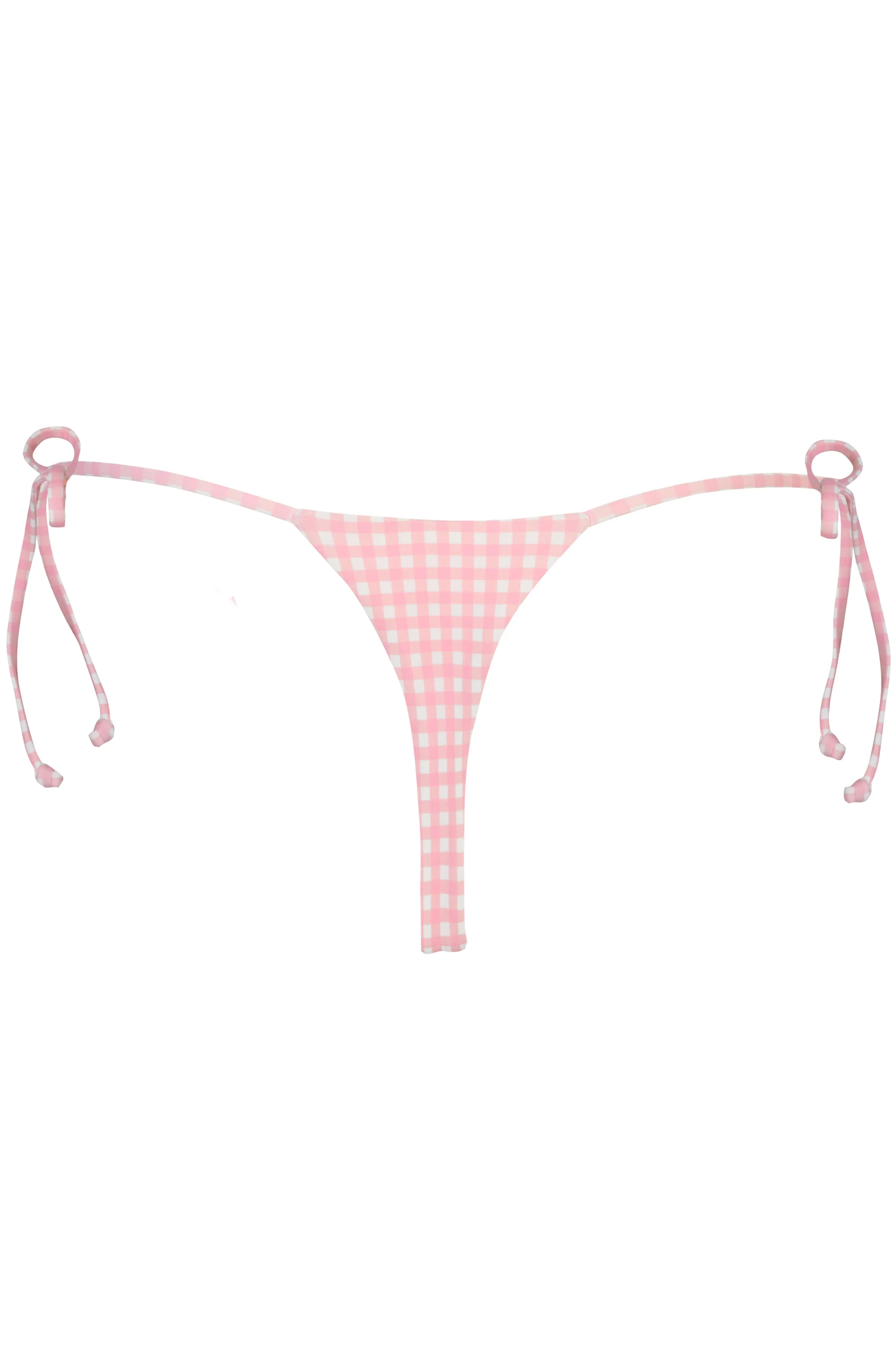 Side-Tie Thong Bikini Bottoms  in Pink Gingham Print - Image 4