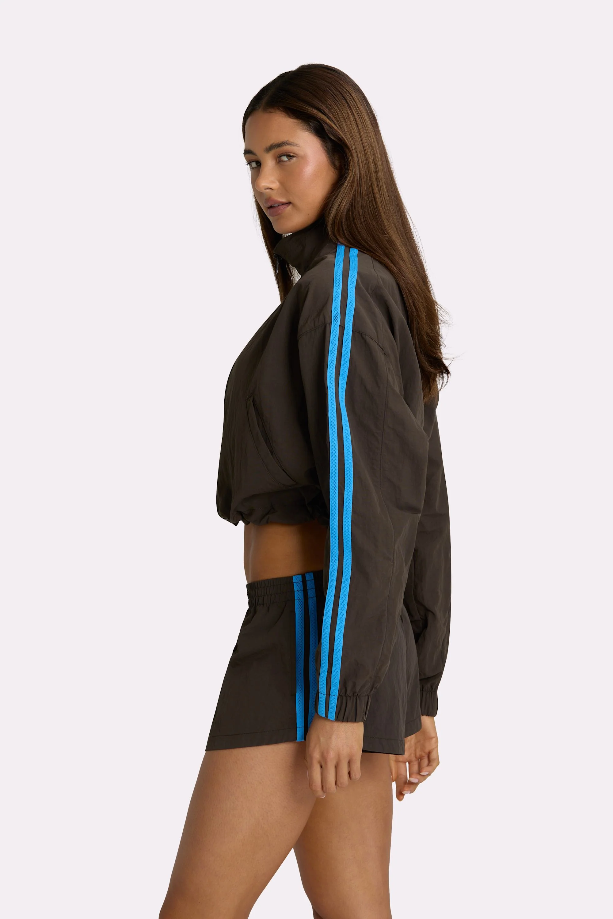Woven Track Shorts in Truffle - Image 3