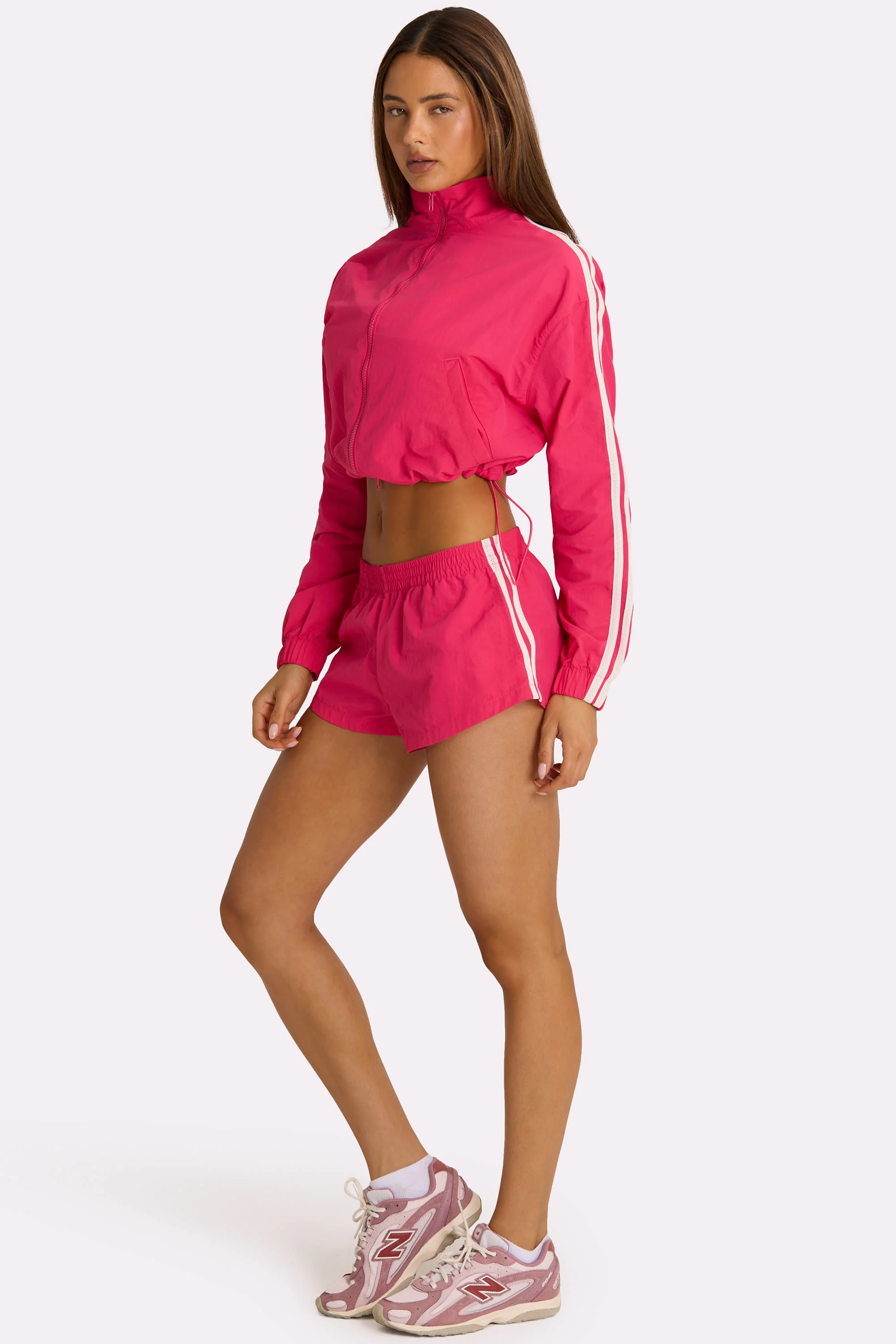 Woven Zip-Up Track Jacket in Hot Pink - Image 4